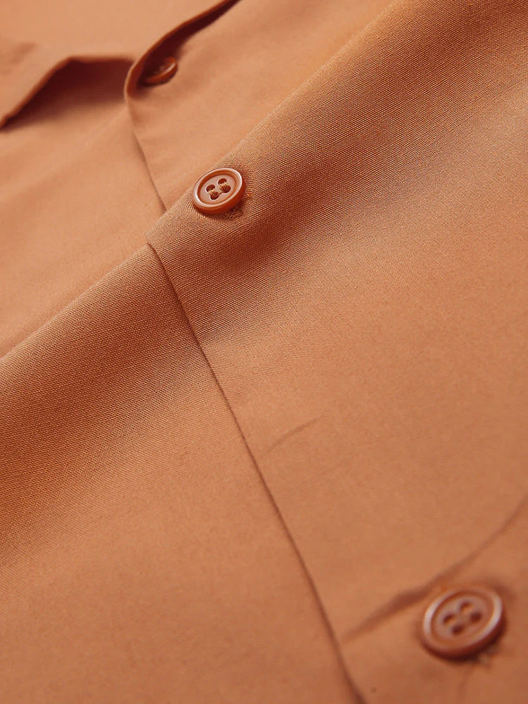 Mens Cotton Light Breathable Solid Color Revere Shirt - Image 6
