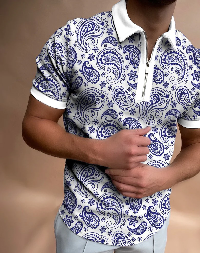 Paisley cashew print polo shirt - Image 2