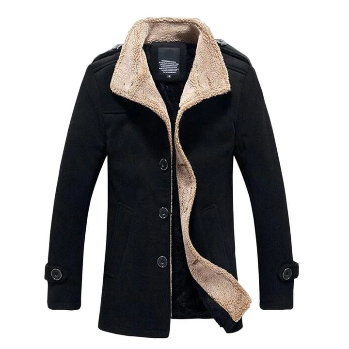 Men's Solid Buttoned Woolen Autumn Jacket - Image 10