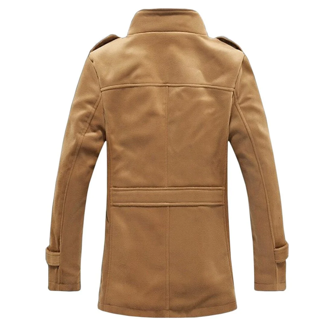 Men's Solid Buttoned Woolen Autumn Jacket - Image 3