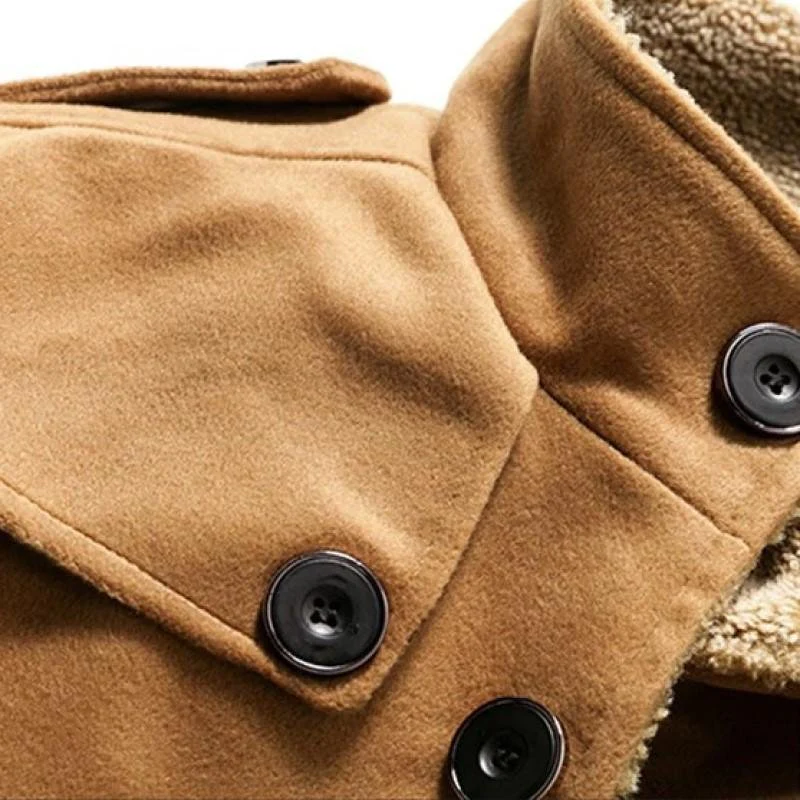 Men's Solid Buttoned Woolen Autumn Jacket - Image 6