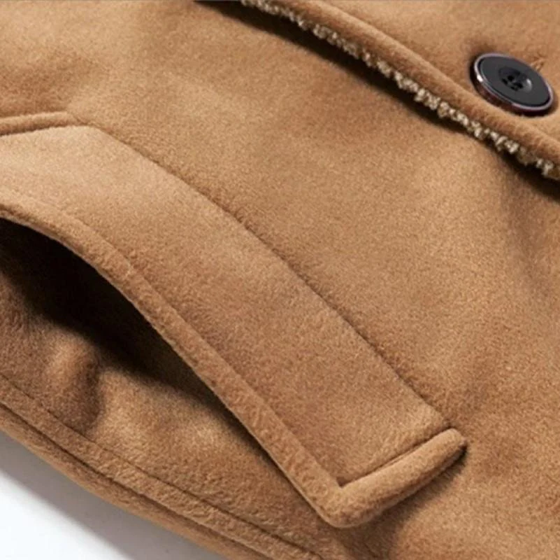Men's Solid Buttoned Woolen Autumn Jacket - Image 7