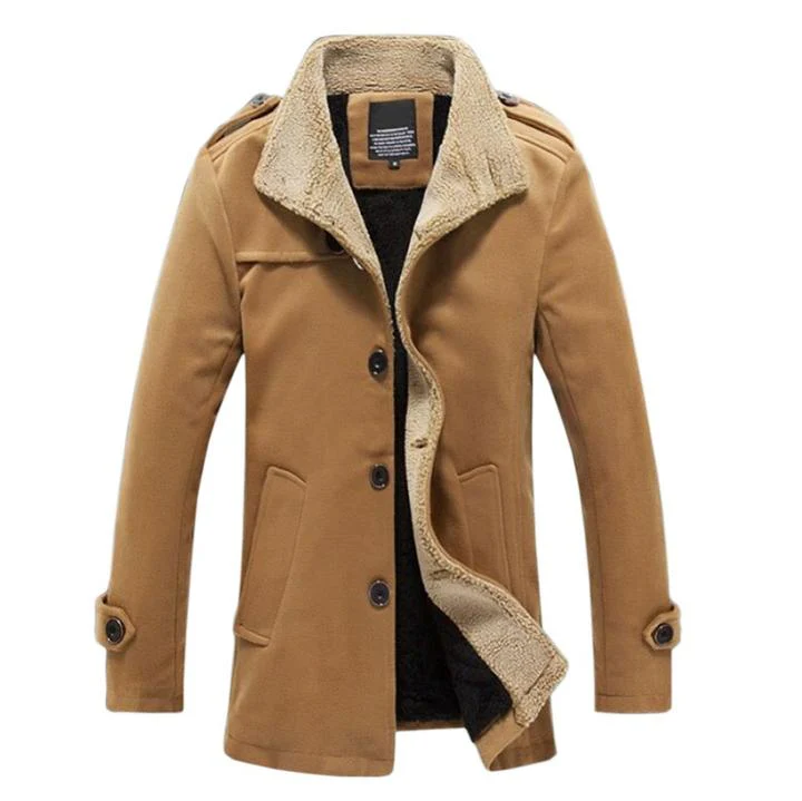 Men's Solid Buttoned Woolen Autumn Jacket - Image 8