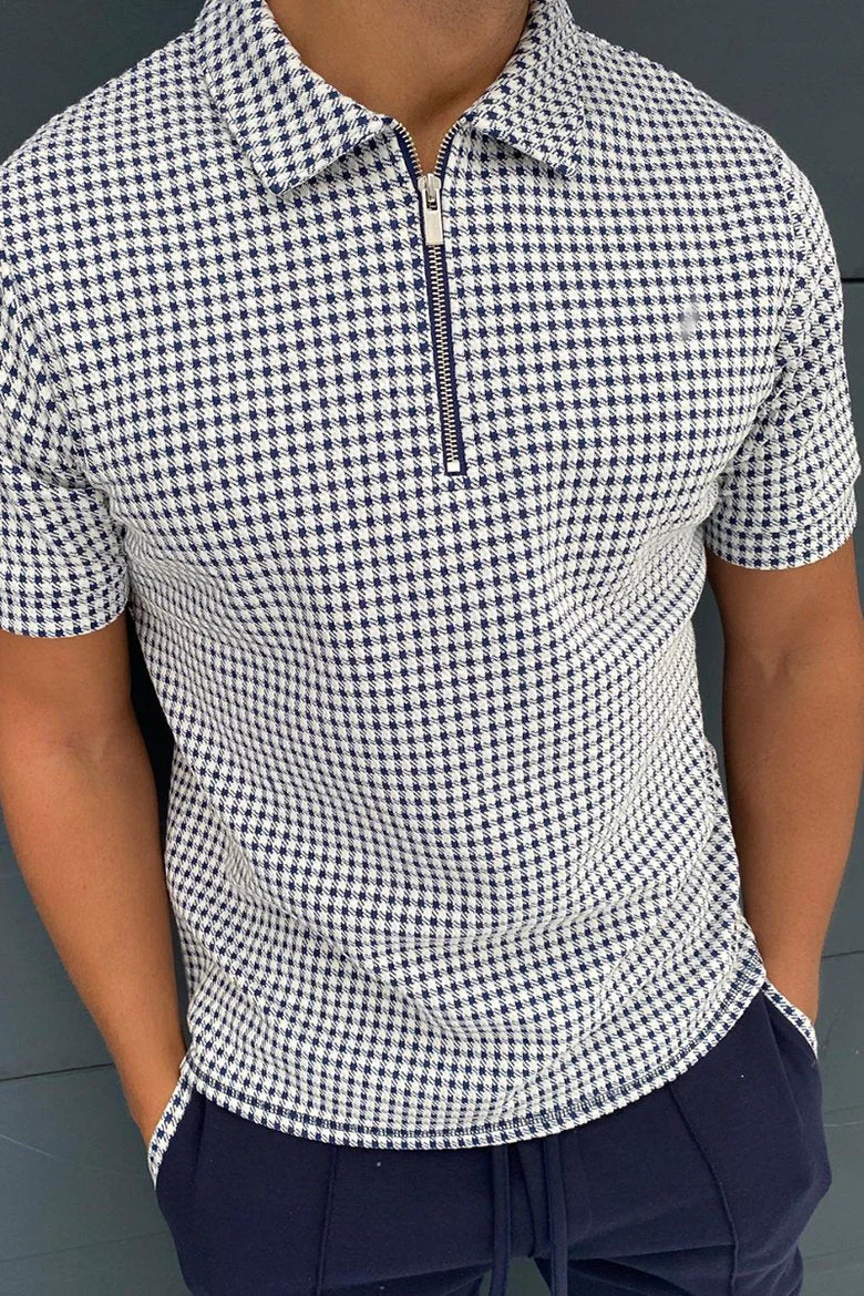 Portman Check Slim Fit Polo Black - Image 2