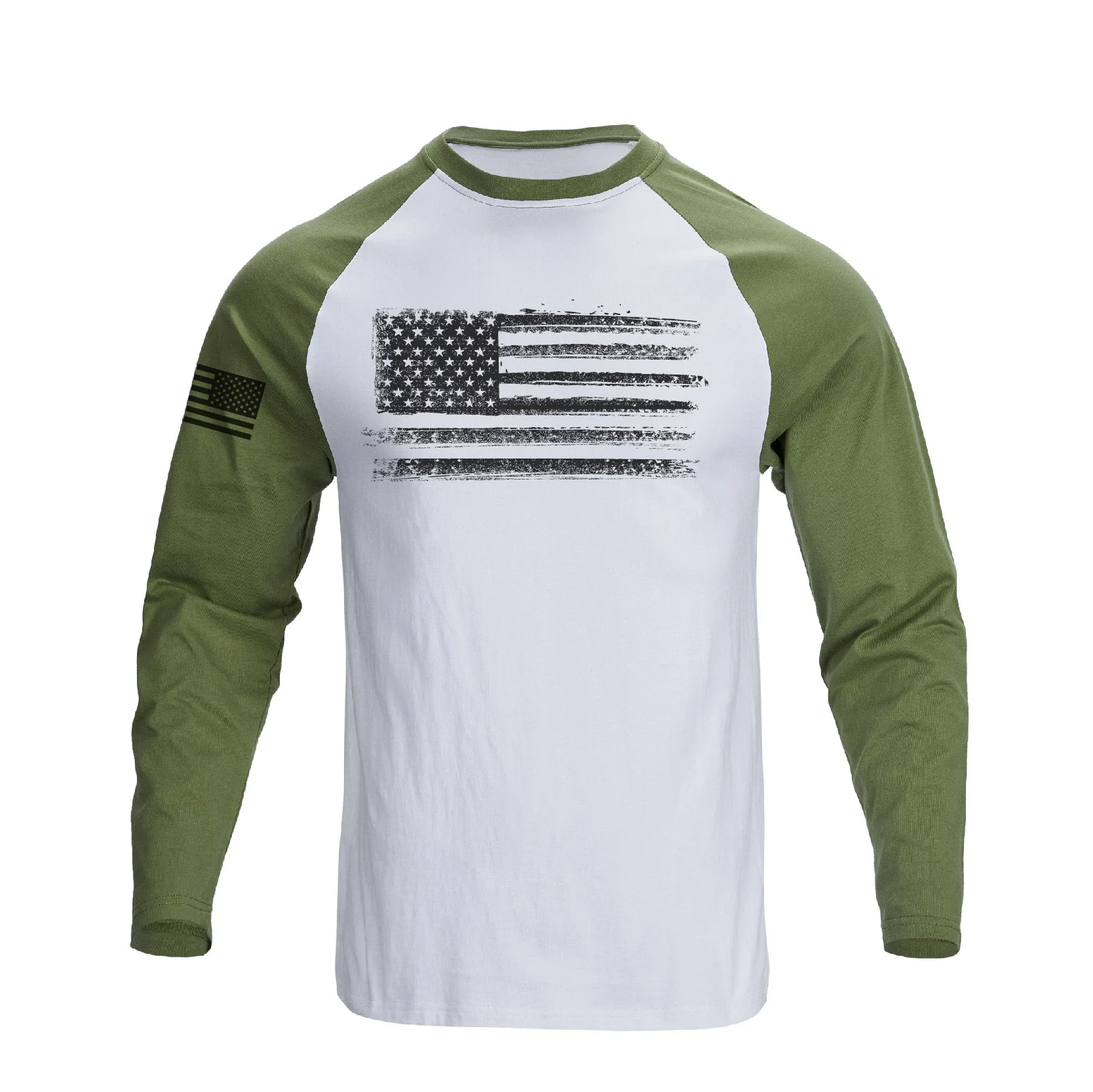Men's Patriotic American Flag Raglan Sleeve Long Sleeve T-shirts - Image 5