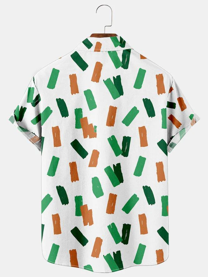 St. Patrick's Day Colorful Geometric Pattern Casual Men's Large Short Sleeve Shirt - Image 2