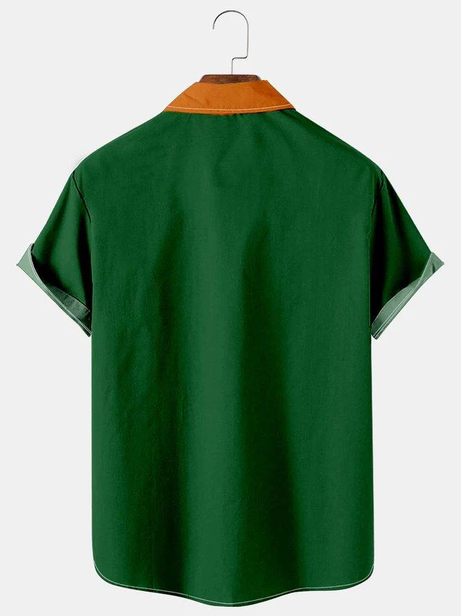 St. Patrick's Day Simple Clover Color Matching Men's Shirt - Image 2
