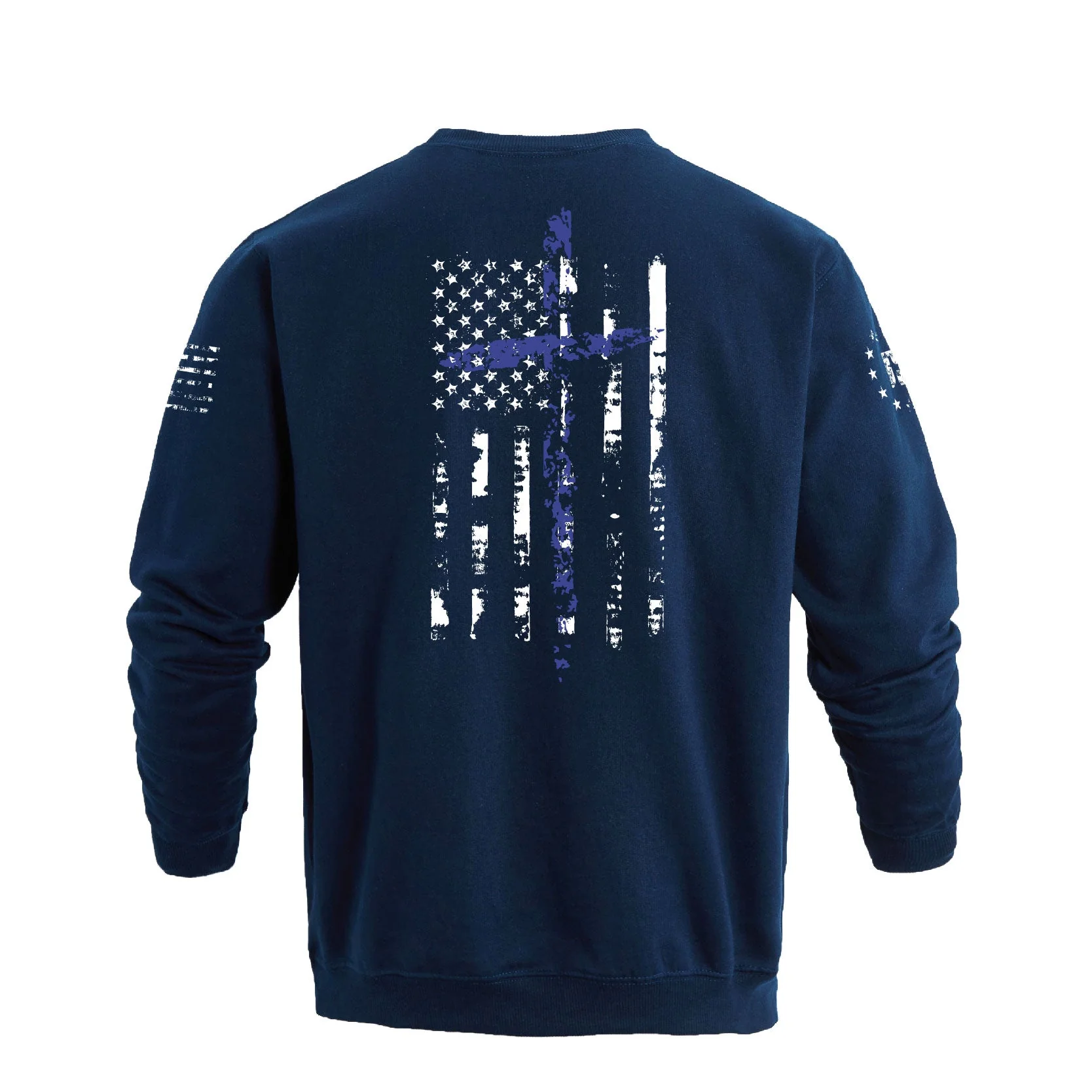 Men's 100% Cotton Patriotic American Flag with Cross  Graphic Sweatshirts - Image 15