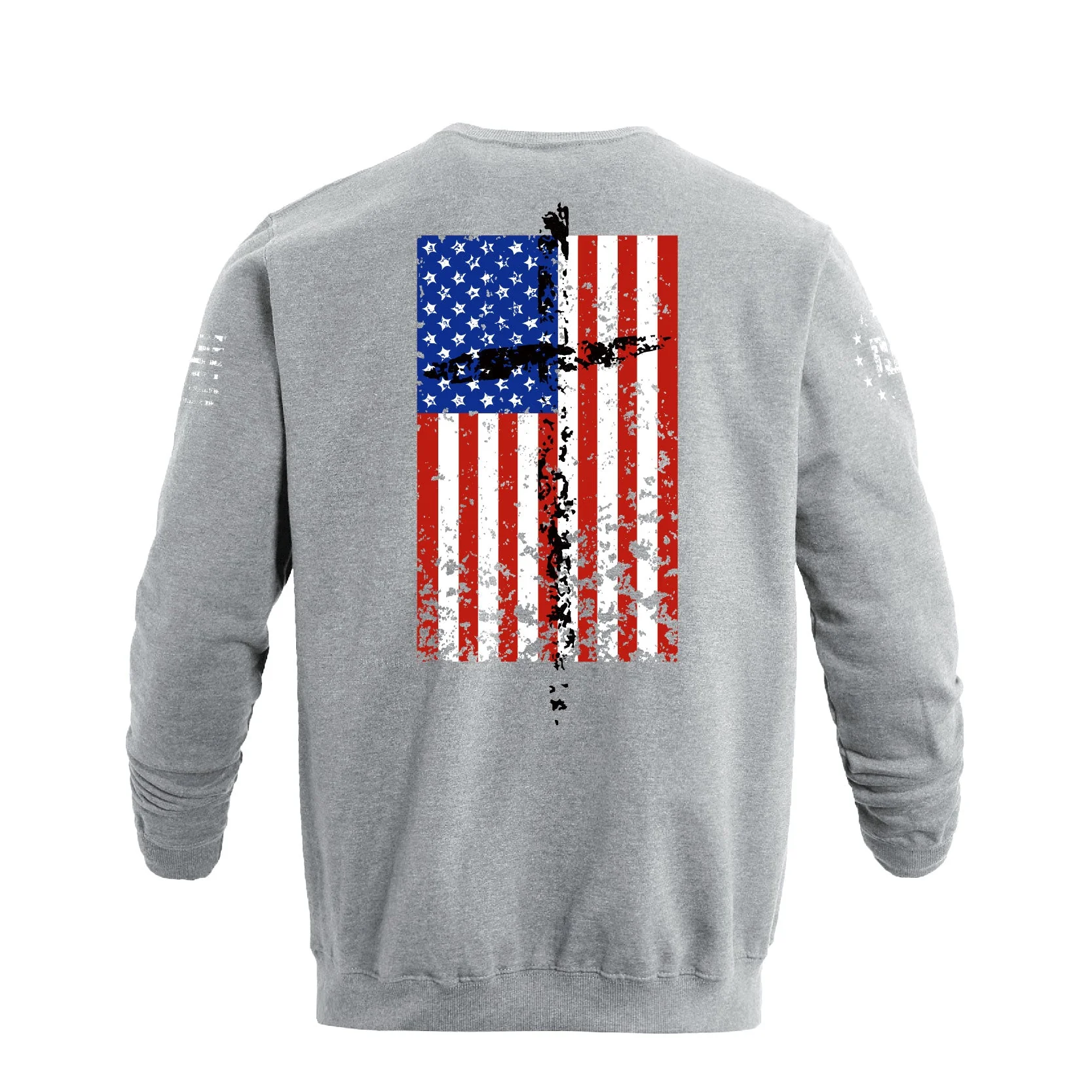 Men's 100% Cotton Patriotic American Flag  Cross Graphic Midweight Sweatshirts - Image 3