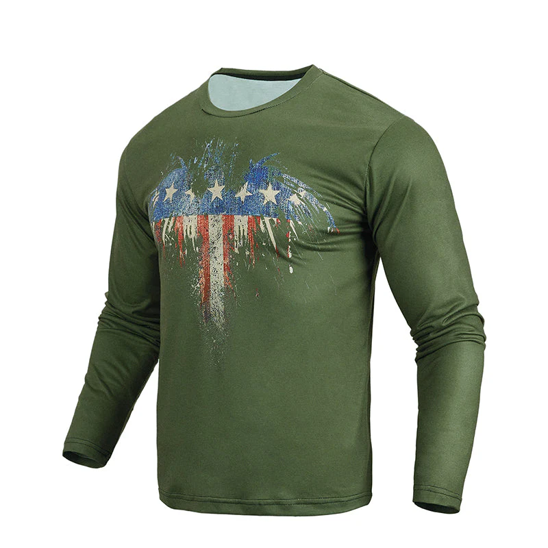 Men's Patriotic American Flag Graphic Long Sleeve T-shirts - Image 18