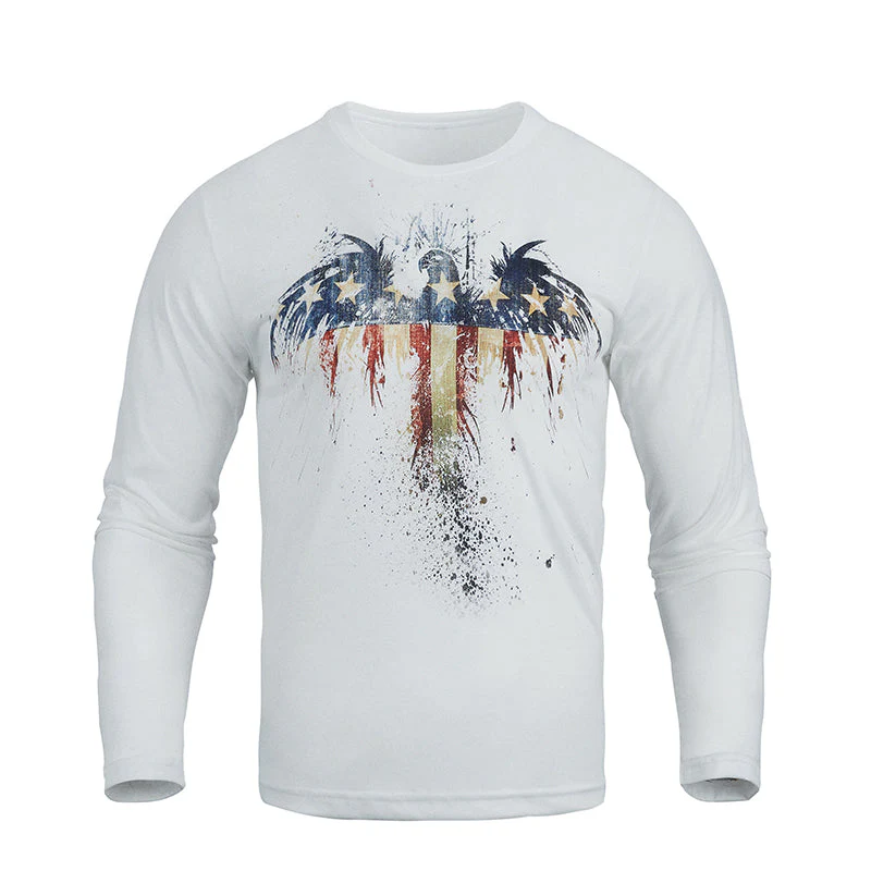 Men's Patriotic American Flag Graphic Long Sleeve T-shirts - Image 32