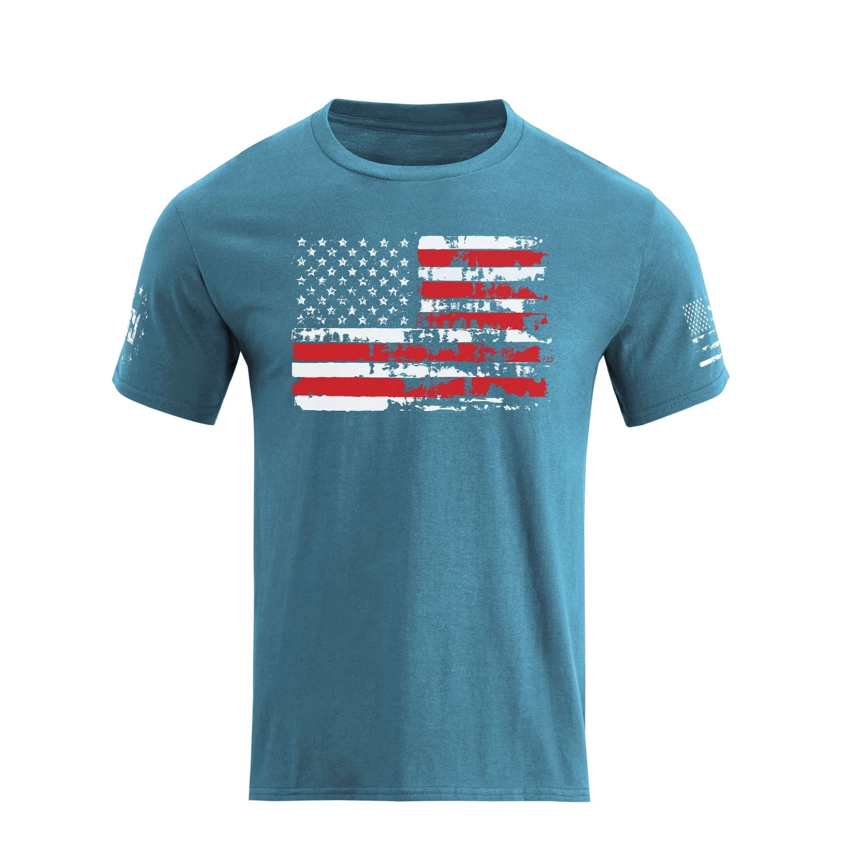 Men's 100% Cotton Patriotic American Flag Graphic Short-sleeve T-shirt - Image 15