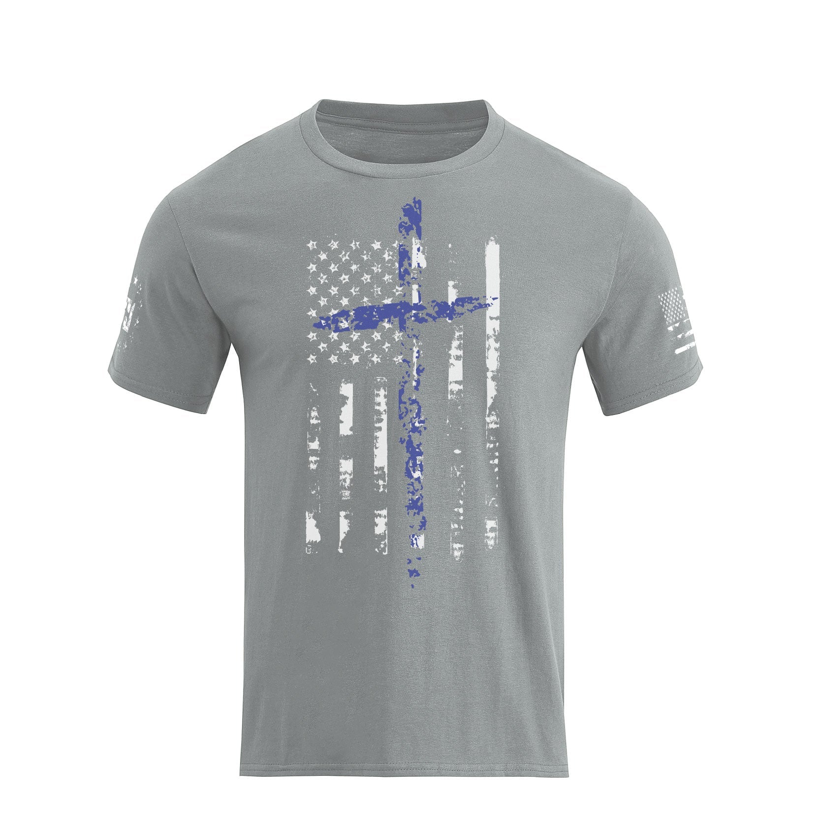 Men's American Flag Cross Overlay Graphic T-Shirt - Image 17