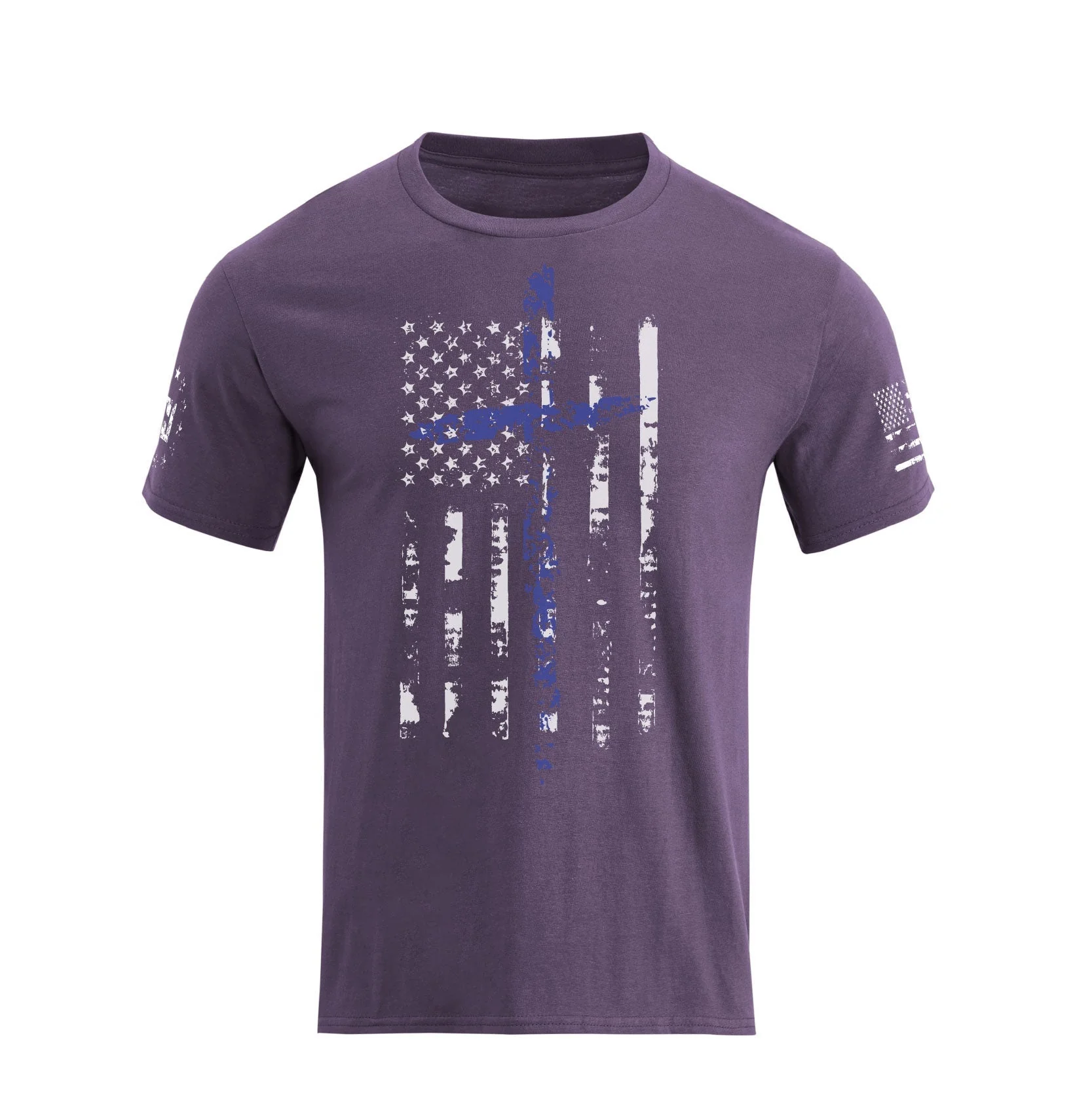 Men's American Flag Cross Overlay Graphic T-Shirt - Image 25