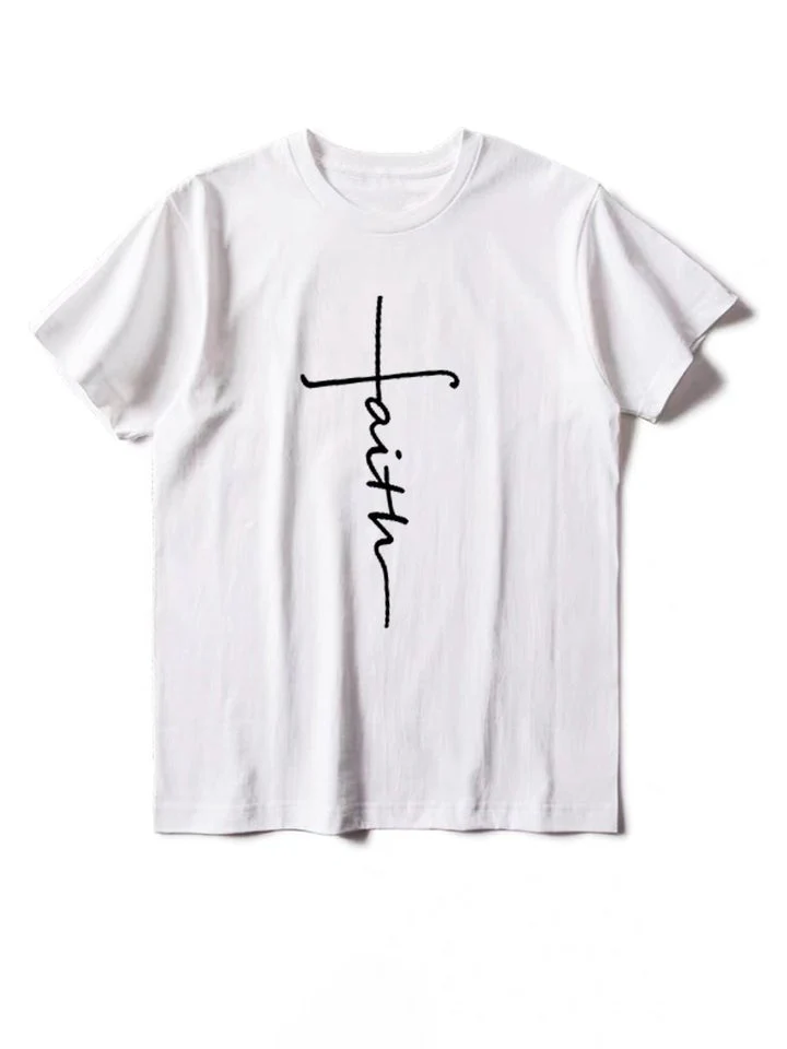 Trendy Short Sleeve Cross Print T-shirt Black T-shirt - Image 8