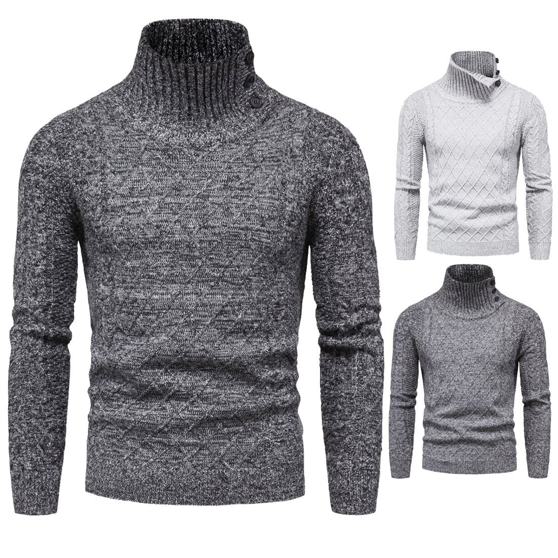 Turtleneck Mens Fashion Long-Sleeved Sweater Bottoming Sweater Knitwear - Image 6